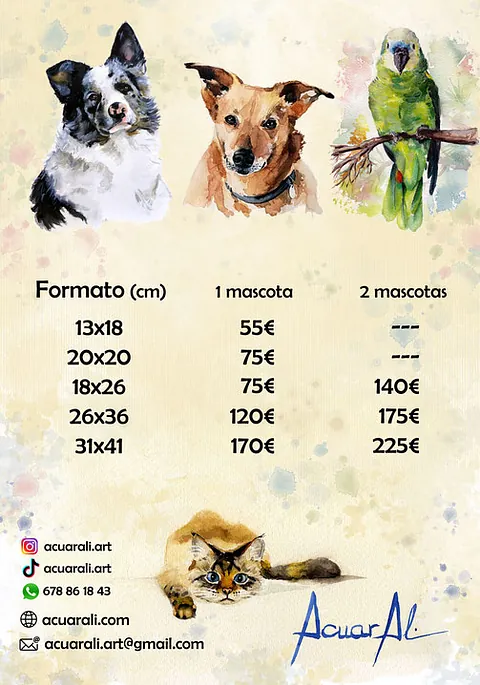 Acuarali Arte tablas de precios